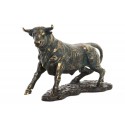 TORO FIGURA IN RESINA CON BASE RAMATO SOPRAMMOBILE DA REGALO