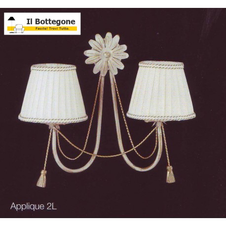 APPLIQUE IN FERRO BATTUTO APPLIQUE PARETE LAMPADARIO 2 LUCI shabby CHIC