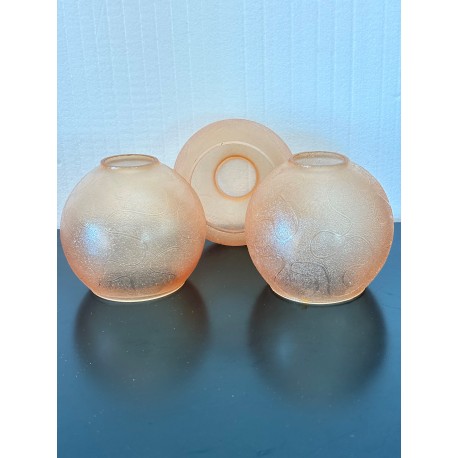 RICAMBIO LAMPADARIO SET 3 PEZZI SFERA DECORATA VETRO AMBRA