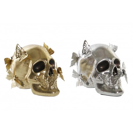 TESCHIO SOPRAMMOBILE DA TAVOLO DECORATO FARFALLE ORO ARGENTO STATUA SCULTURA