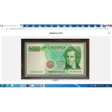 QUADRO COLLEZIONE BANCONOTE ITALIANE LIRE 5 MILA PANNELLO ARREDO PARETI