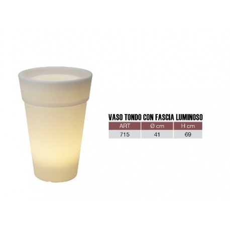 VASO RESINA TONDO VASO LUMINOSO VASO DESIGN FIORIERA VASI  GIARDINO MADE ITALY