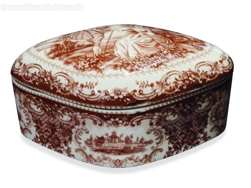 PORTAGIOIE COFANETTO IN CERAMICA DECORATO CON COPERCHIO SOPRAMMOBILE REGALO  - IlBottegone.biz