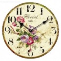 OROLOGIO ROTONDO A PARETE IN LEGNO SERIGRAFIA FIORI DIAMETRO 50 CM