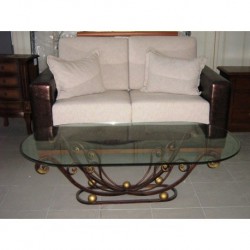 Tavolino Salotto in ferro battuto pieno divano classico