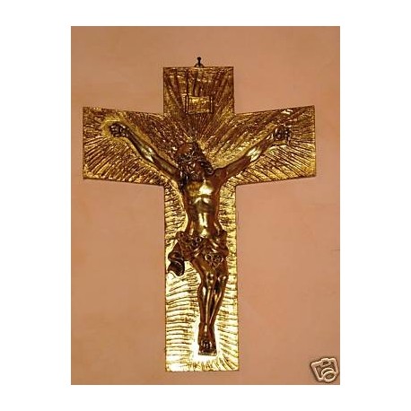 QUADRO SACRO CROCIFISSO IN LEGNO FOGLIA ORO