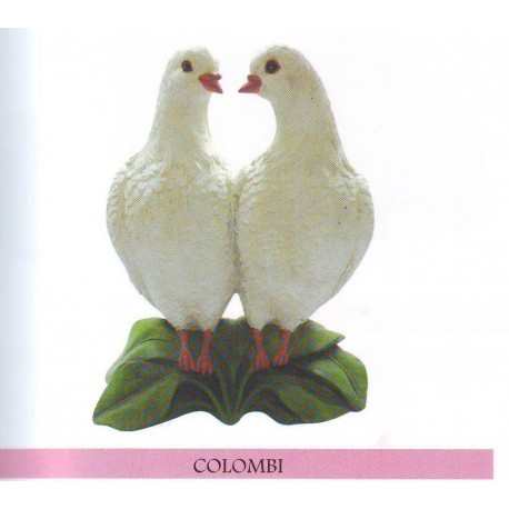 COLOMBI COPPIA ANIMALE STATUA PER GIARDINO COLOMBO SOPRAMMOBILI IN RESINA
