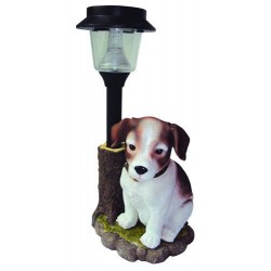 LAMPADA AD ENERGIA SOLARE CANE IN RESINA STATUA ARREDO GIARDINO
