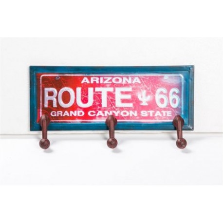 ATTACCAPANNI A PARETE IN LATTA 3 GANCI ROUTE 66 SERIGRAFIA ARIZONA