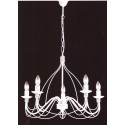 LAMPADARIO CLASSICO IN FERRO BATTUTO SOSPENSIONE 5 LUCI SHABBY CHIC BIANCO