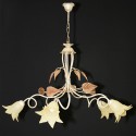 LAMPADARIO CLASSICO IN FERRO BATTUTO SOSPENSIONE CAMERA 5 LUCI SHABBY CHIC