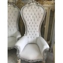 POLTRONA TRONO ARGENTO in ECOPELLE  stile BAROCCO