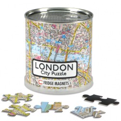 PUZZLE LONDRA MAGNETICO 100 PEZZI IN BARATTOLO LATTA MAPPA URBANA IN INGLESE