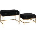 PANCHE CONTENITORI MODERNI SET 2 POUF METALLO DORATO CASSAPANCA IMBOTTITI