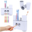Dispenser dentifricio Portaspazzolini a muro x 5 adesivo rimovibile senza forare