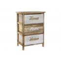 CASSETTIERA COMODINO IN LEGNO NATURALE SHABBY 3 CASSETTI DECORATI HOME