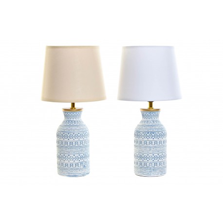 LAMPADA DA TAVOLO COMODINO IN CERAMICA DECORATA CON PARALUME LUME MULTIUSO  - IlBottegone.biz